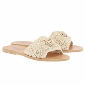 NEW ANCIENT GREEK SANDALS women's taygete crochet flat sandals in ecru